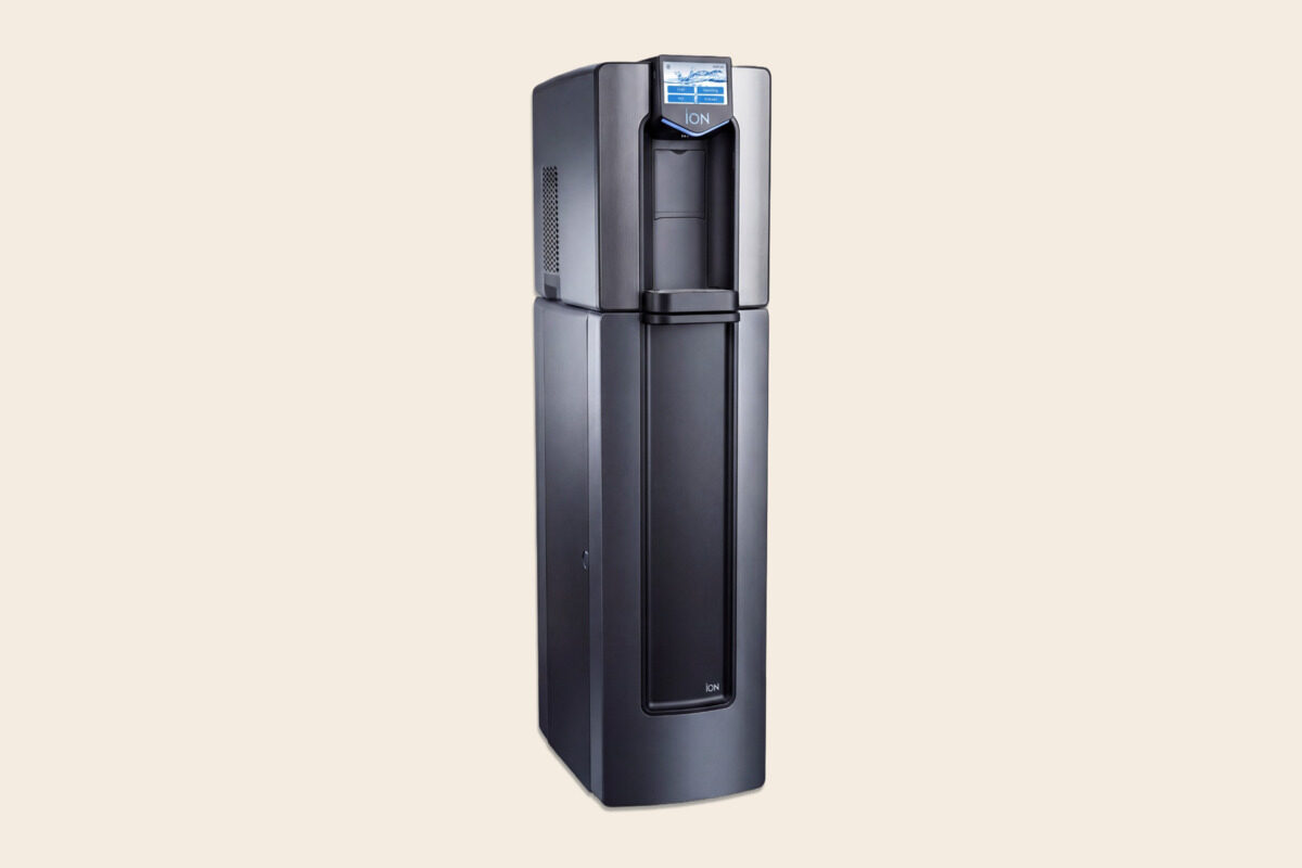 ION Plus bottleless water cooler on its floor-standing BasePlus cabinet
