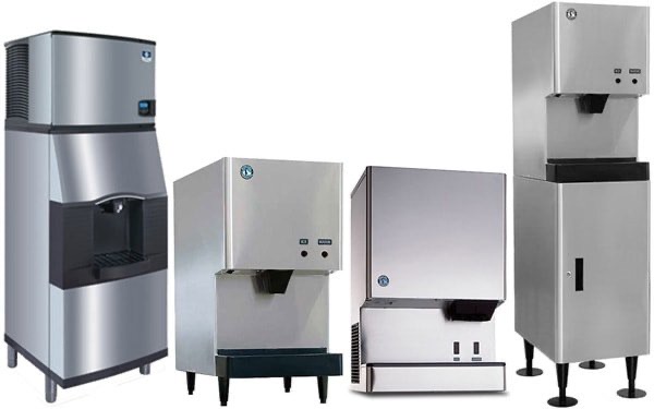 Three custom ice making dispensing machines